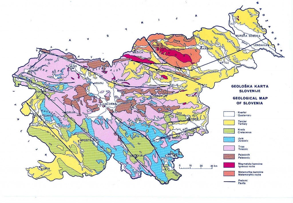 carte géologique slovénie